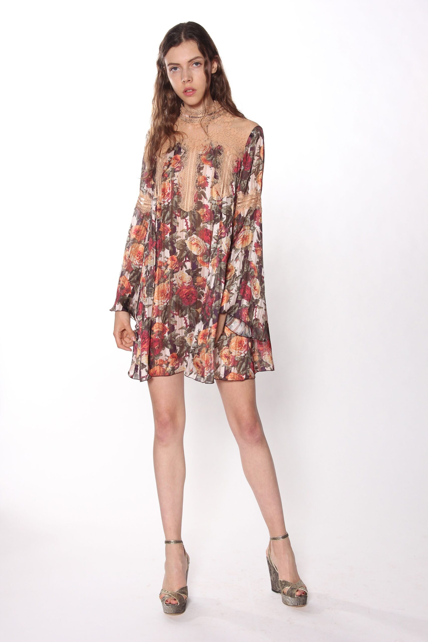 brown floral mini dress