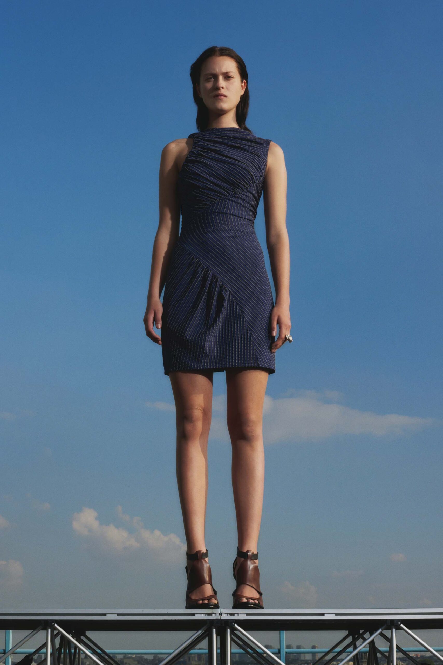 blue silk fitted mini dress