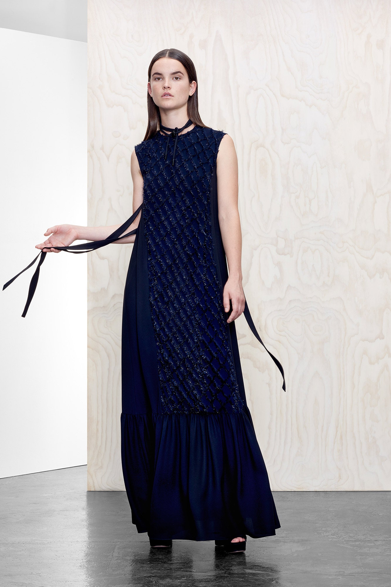 blue silk sleeveless maxi dress