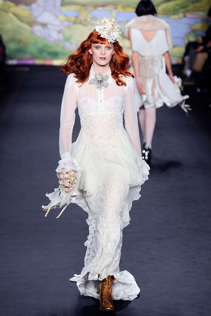 white silk long-sleeve dress
