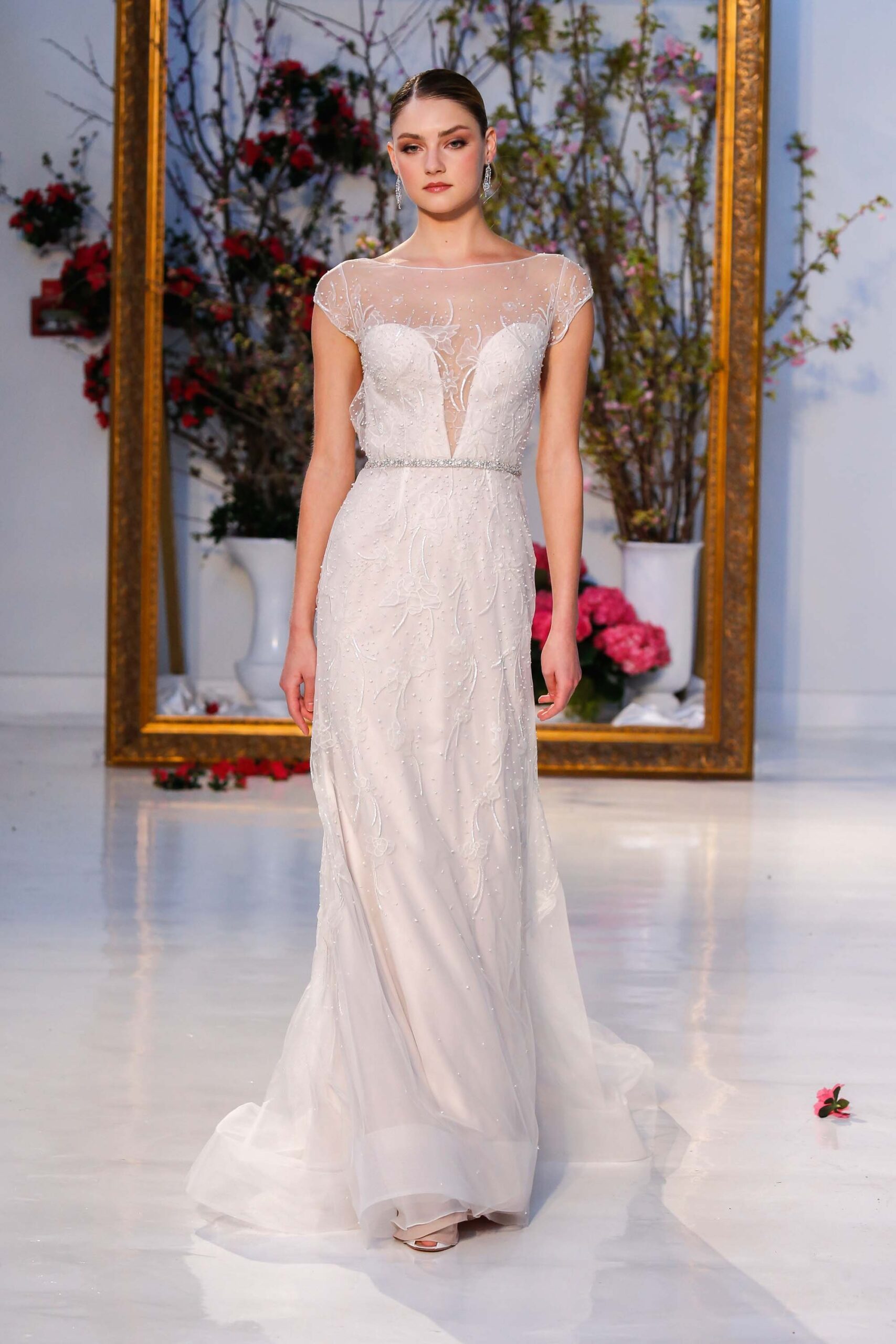 white silk fitted gown