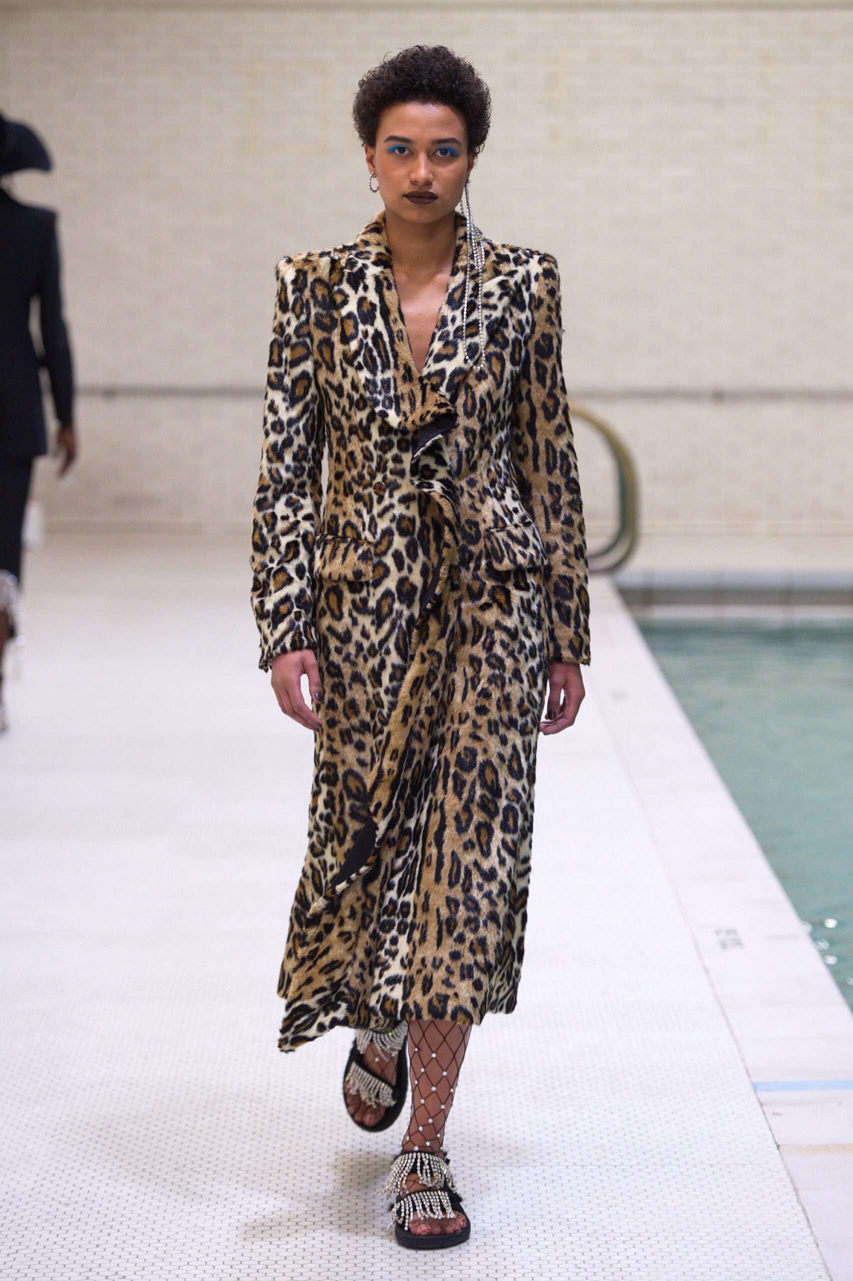 brown animal-print midi dress