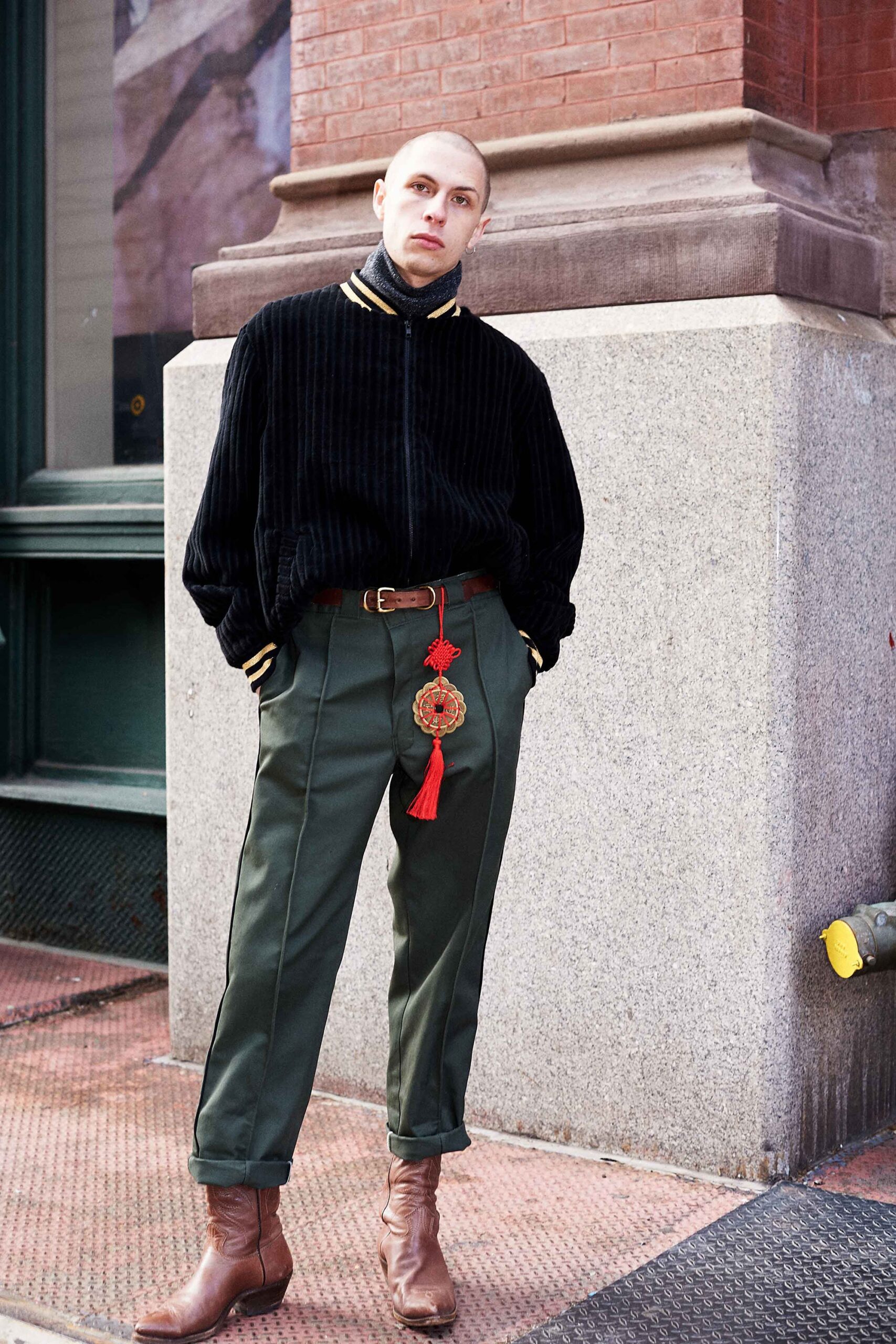 brown leather embellished belt