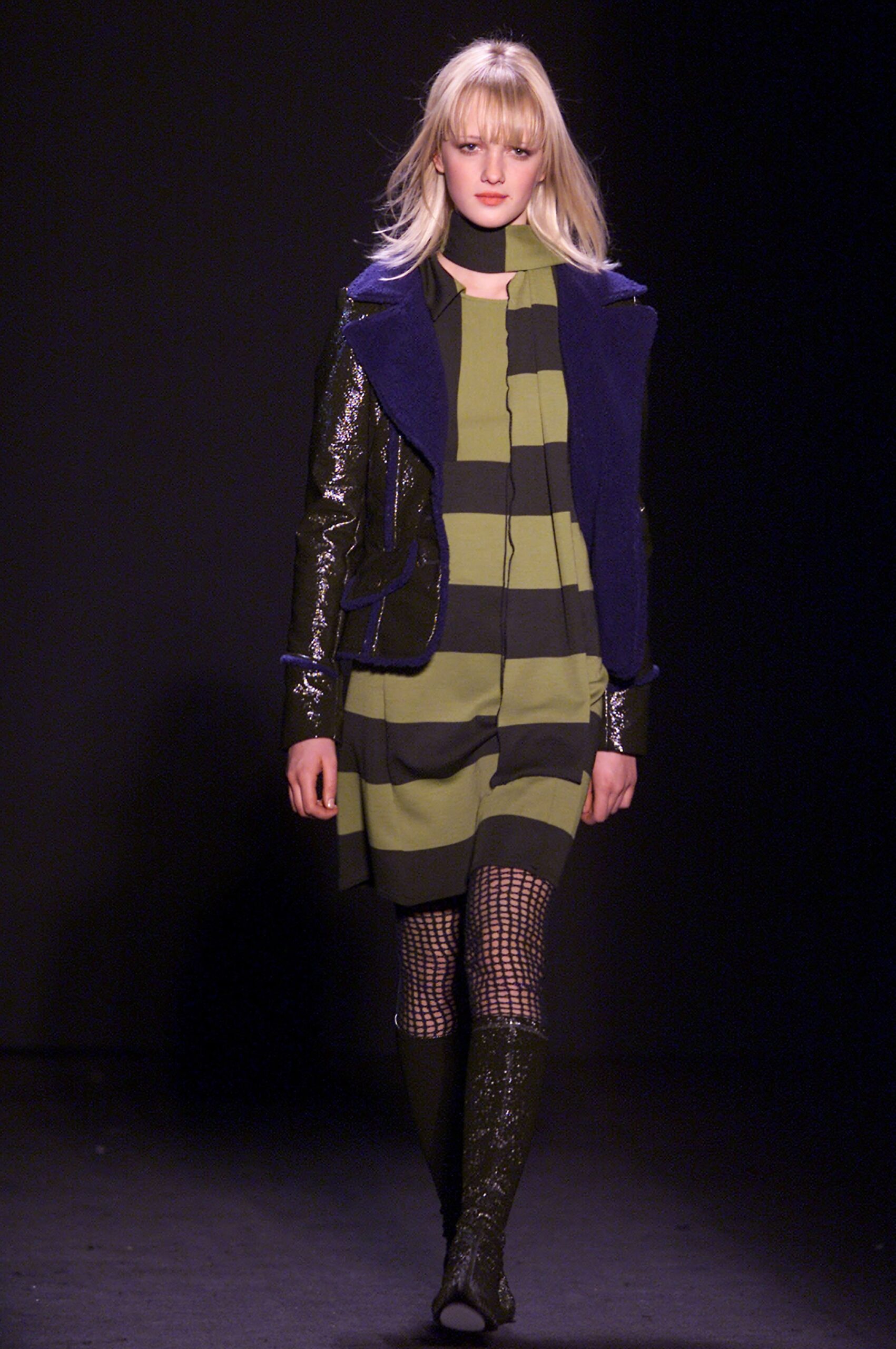 green striped mini dress with jacket