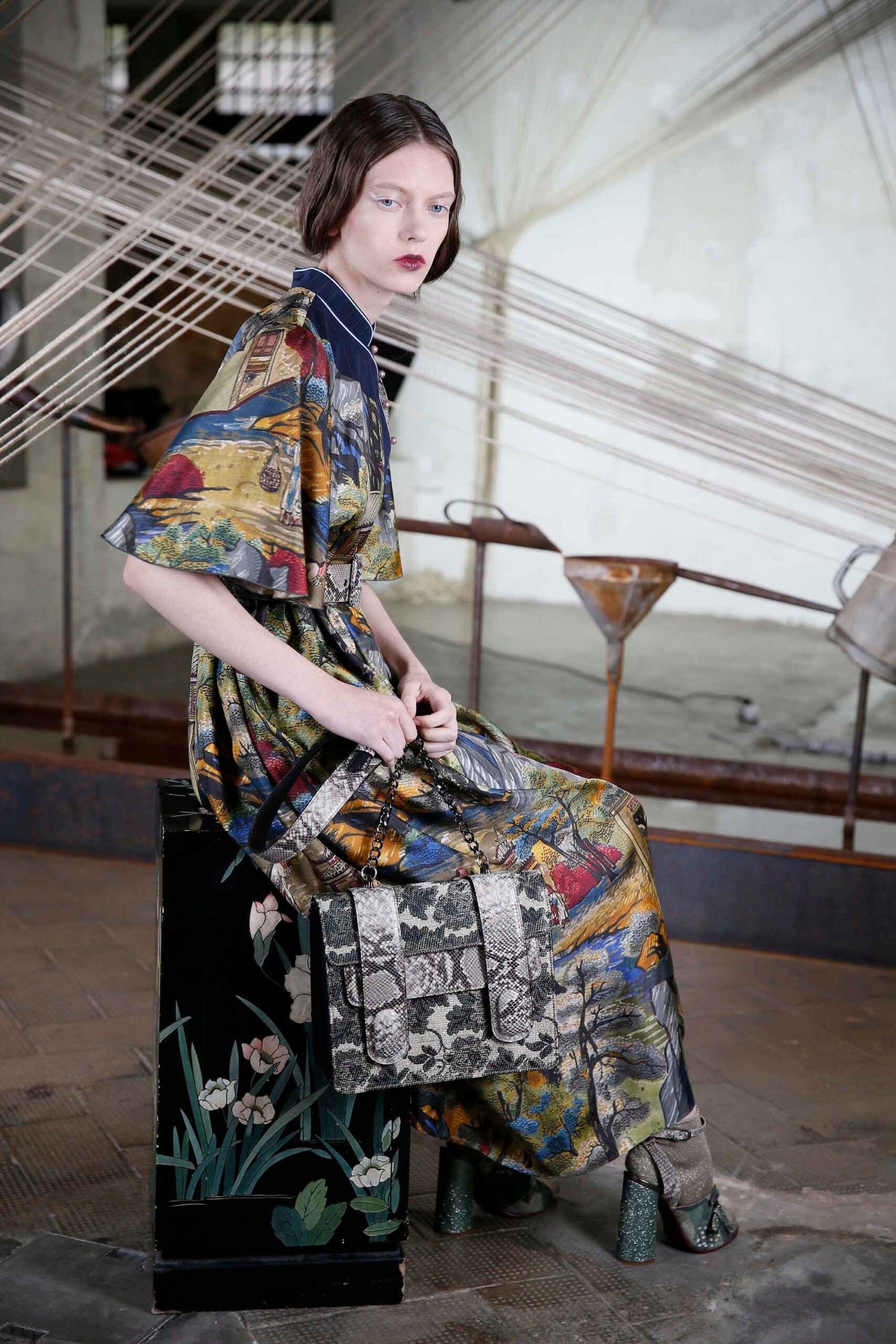 multi-colored silk maxi dress