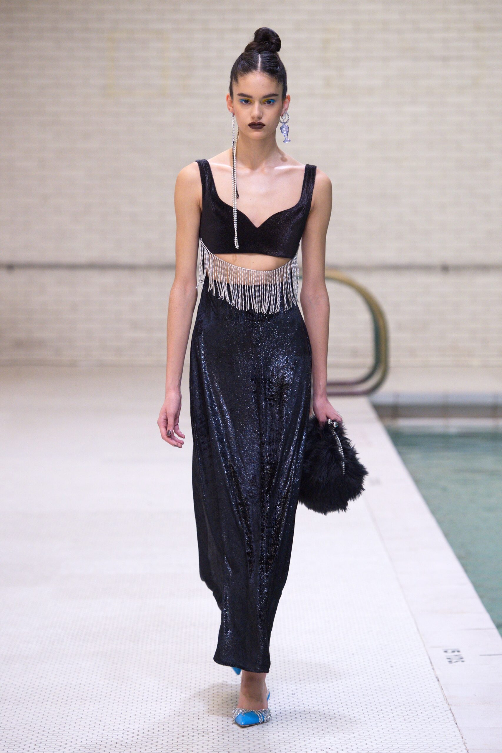 black silk top and dress