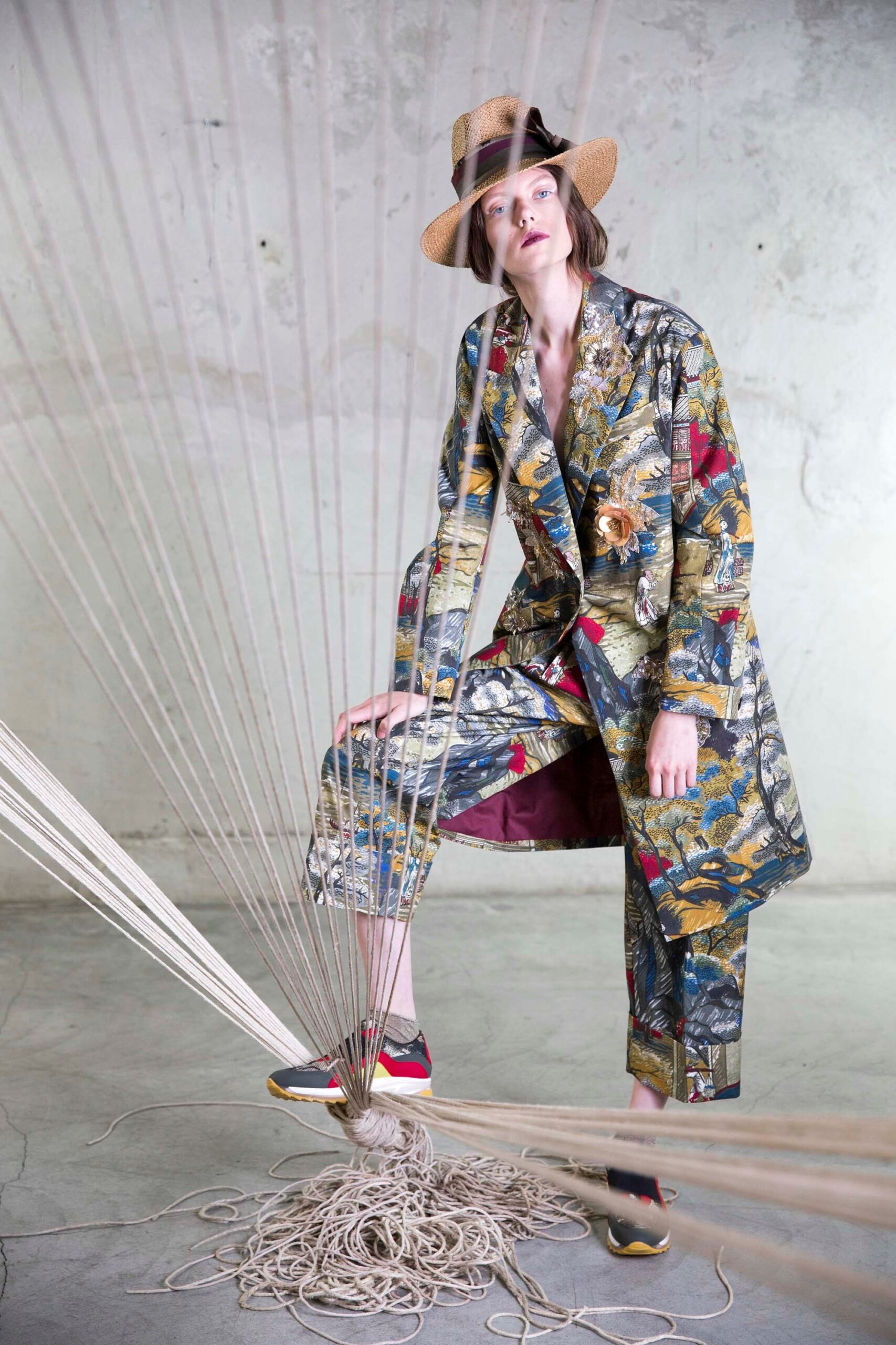 multi-colored tailored suit