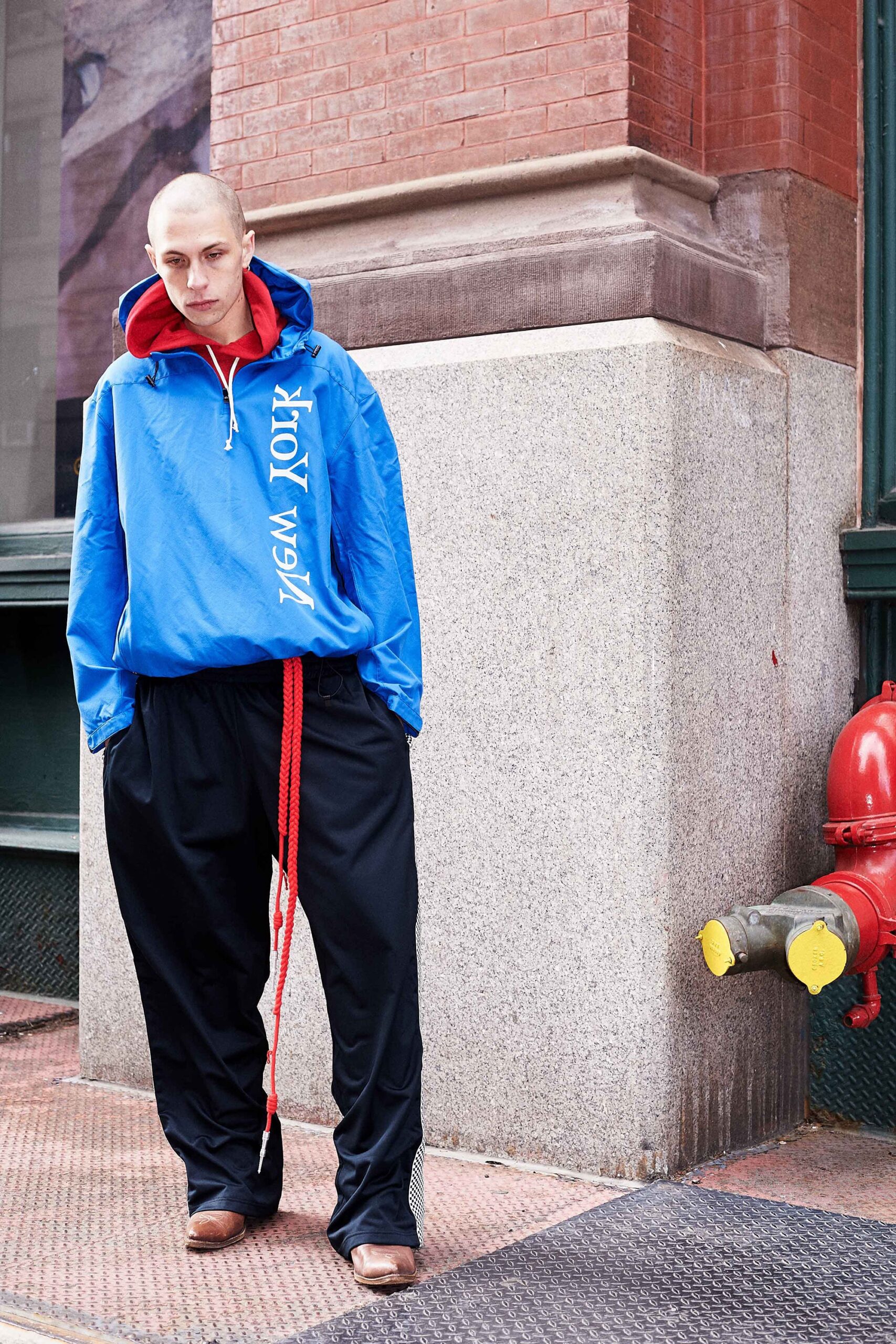 blue cotton long-sleeve hooded relaxed zippered hoodie