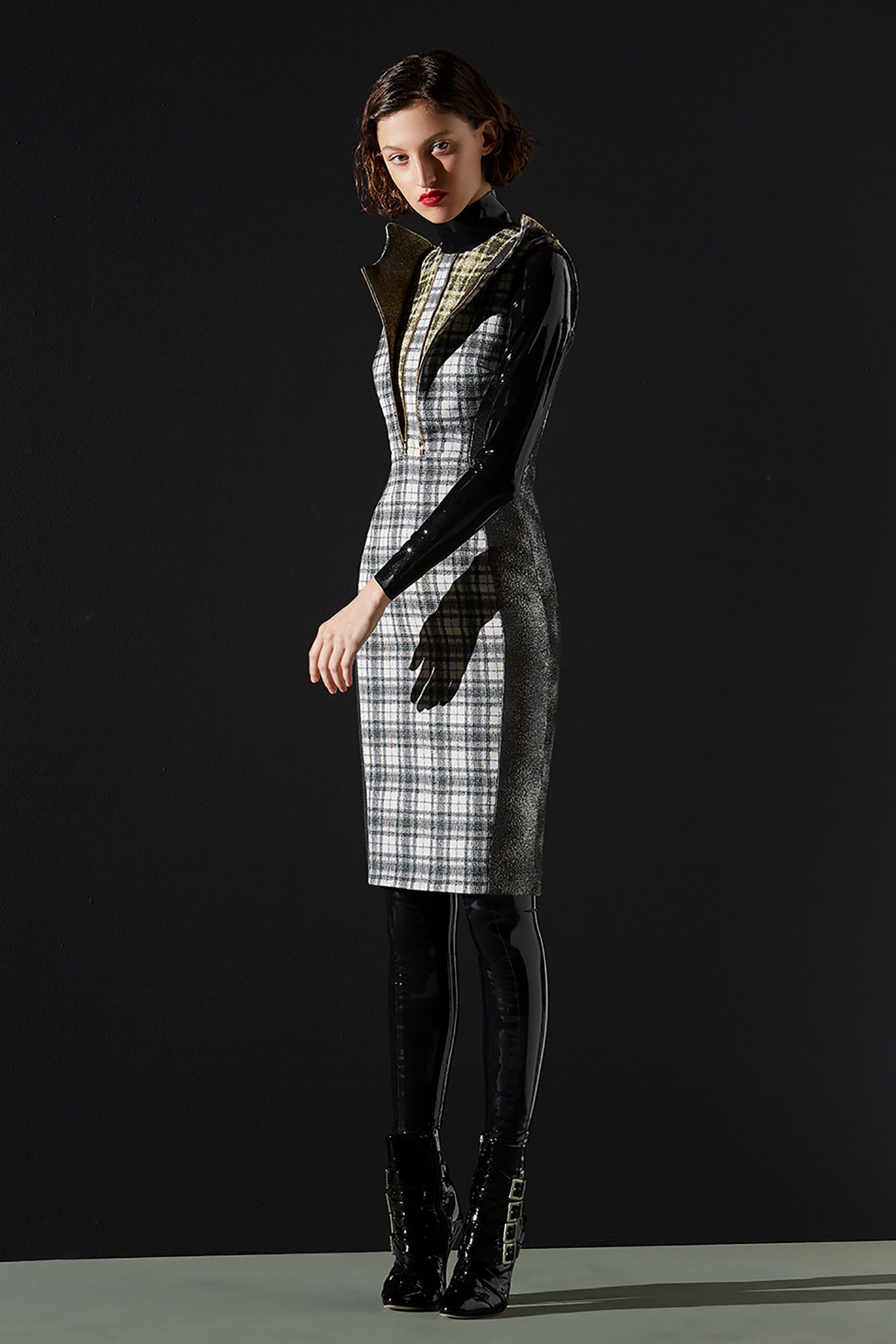 fitted black and gray dress