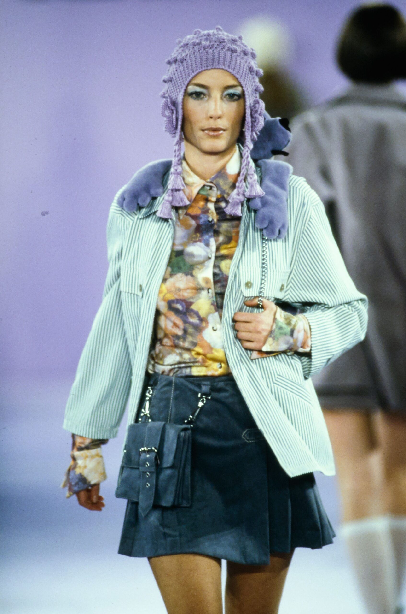 blue and white striped jacket