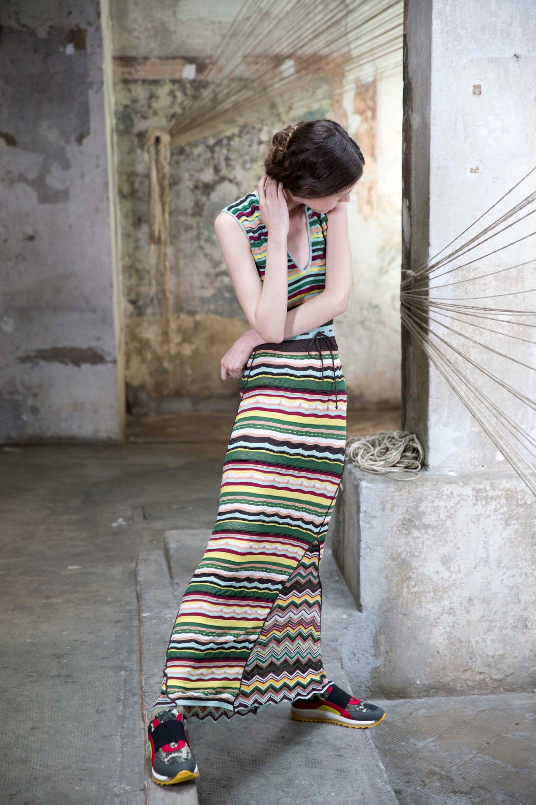 multi-colored zigzag maxi dress