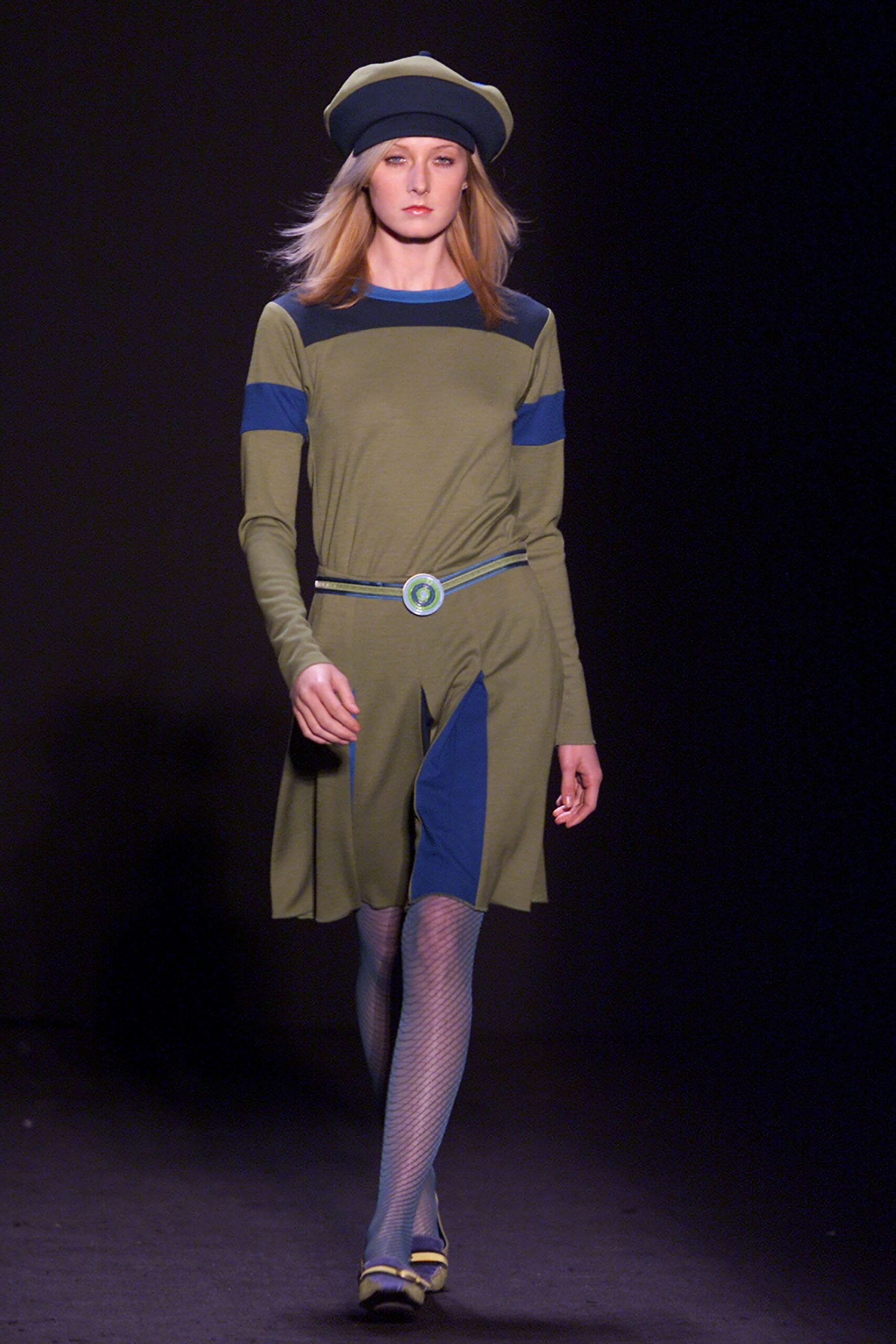 green and blue fitted dress