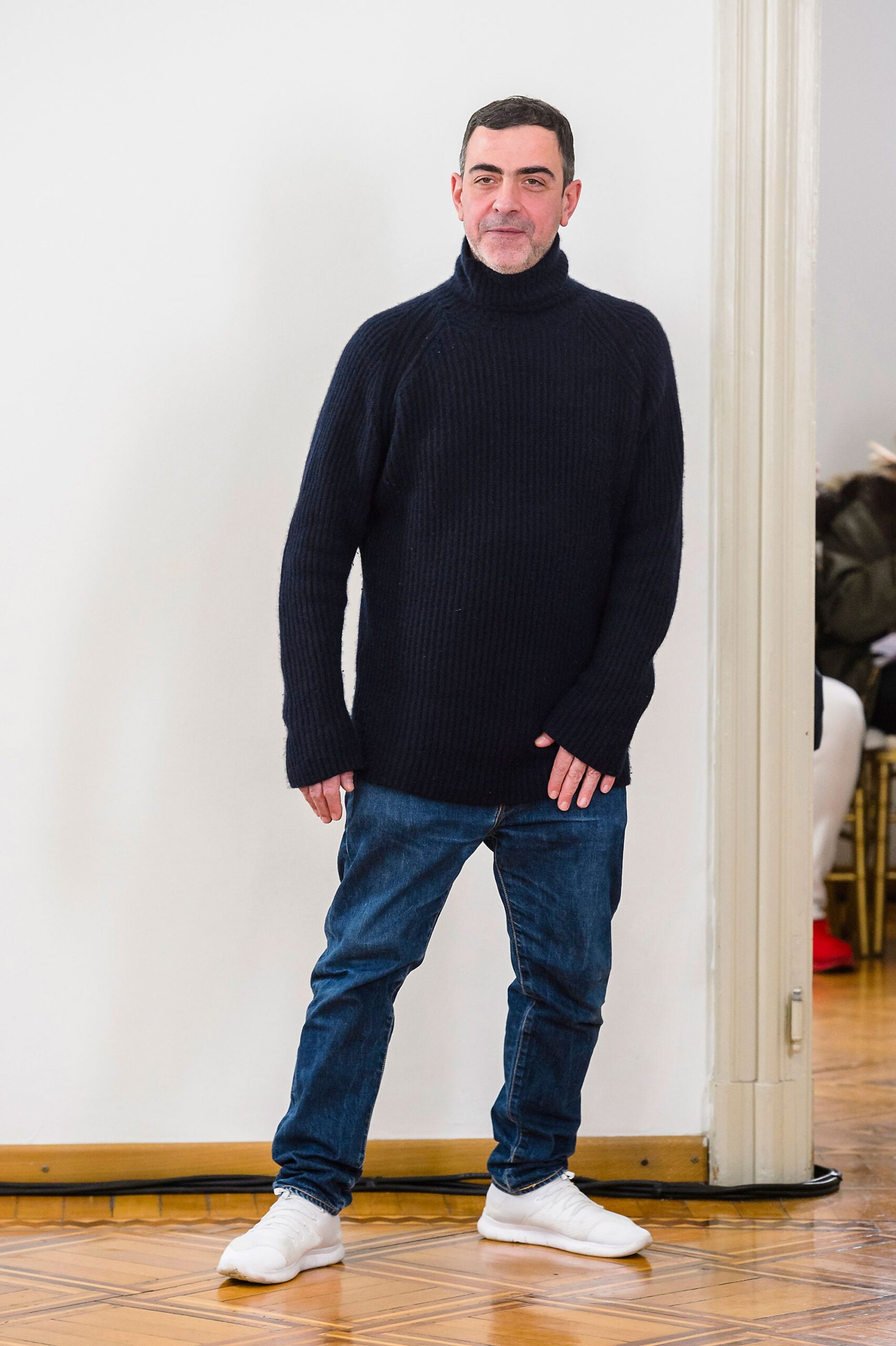black wool turtleneck sweater