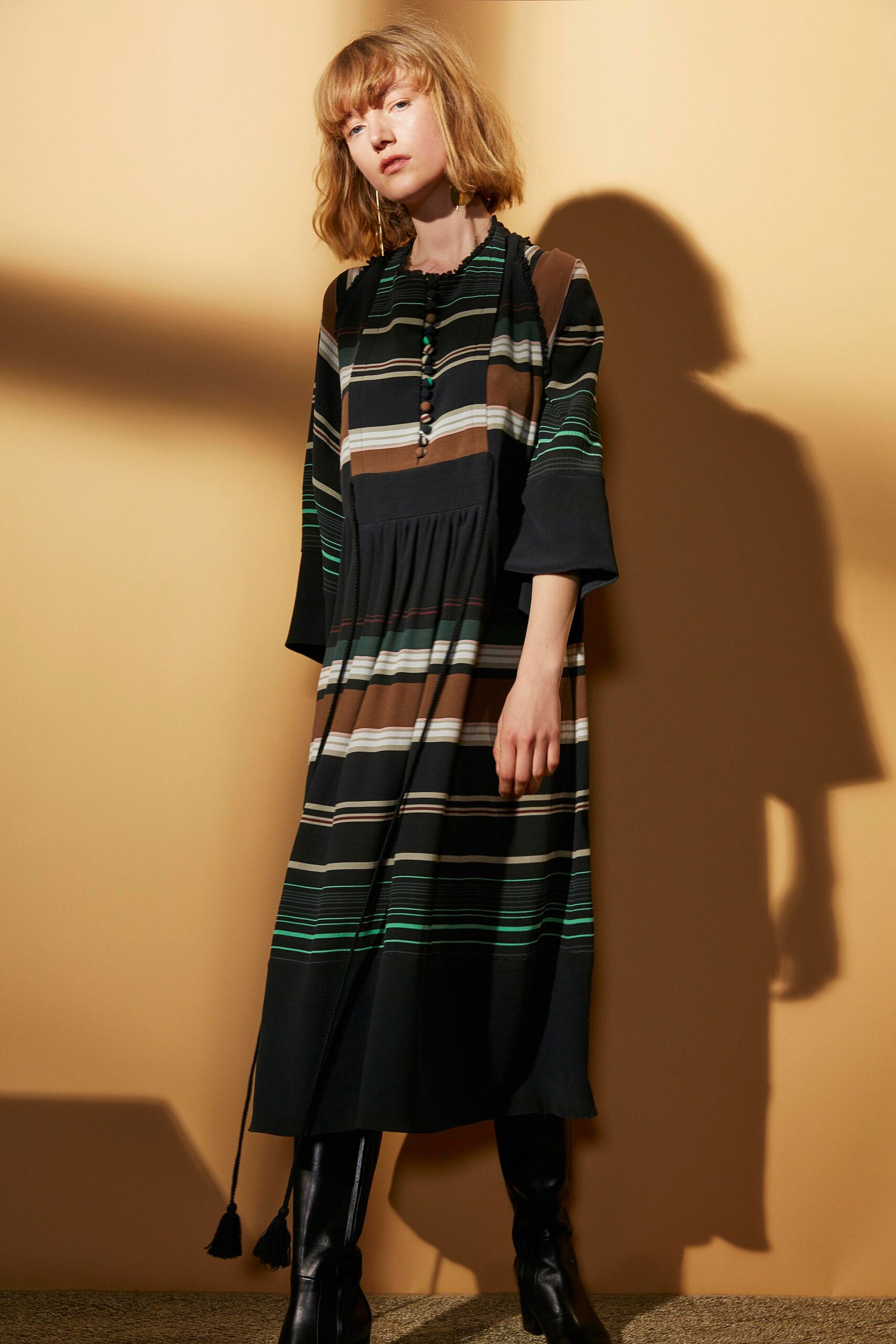 relaxed striped midi dress