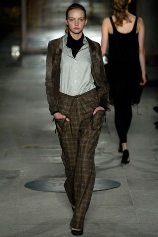 brown tailored blazer with relaxed shirt and pants