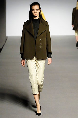 beige cotton tailored straight-leg cropped pants