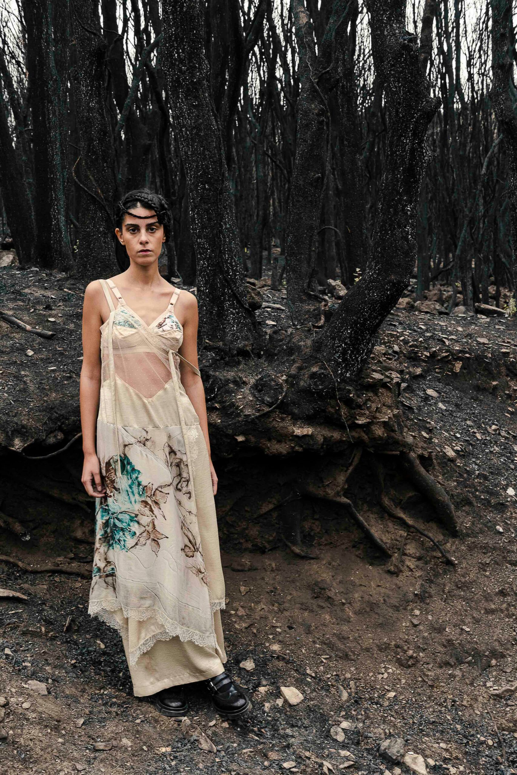 beige silk sleeveless maxi dress