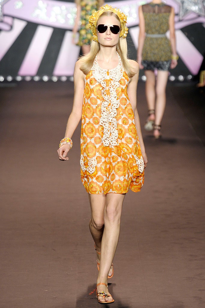 orange yellow embroidered sleeveless dress