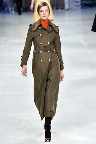 fitted green wool trench coat