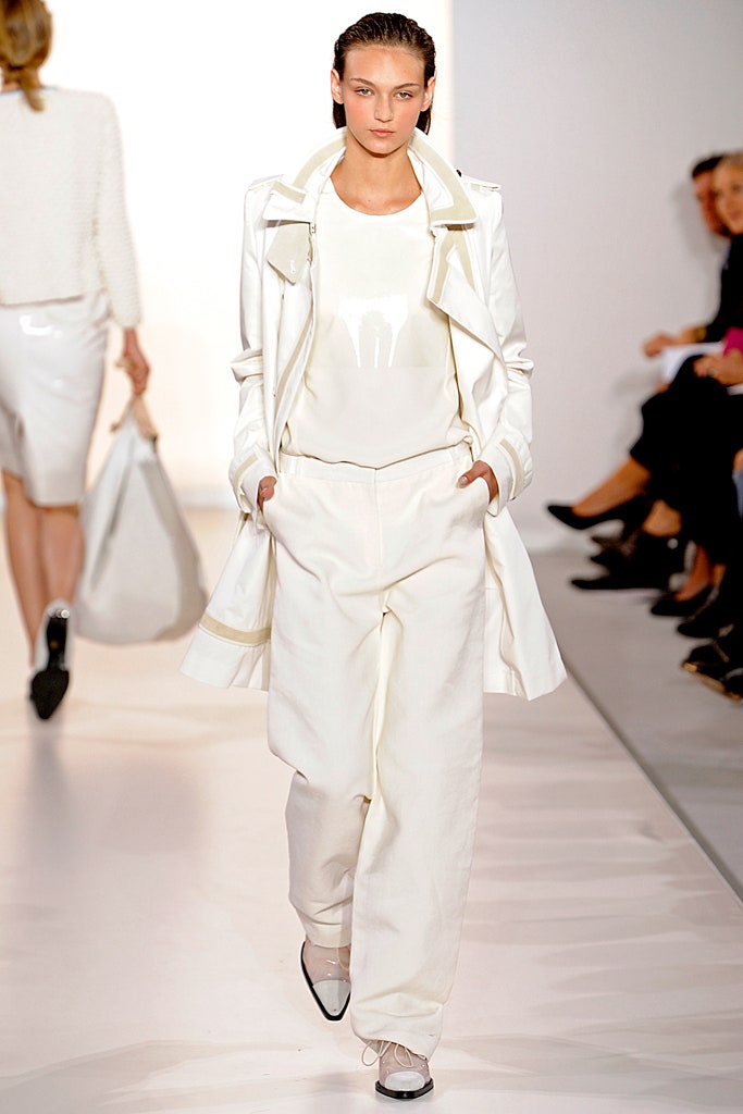 white trench coat with silk top