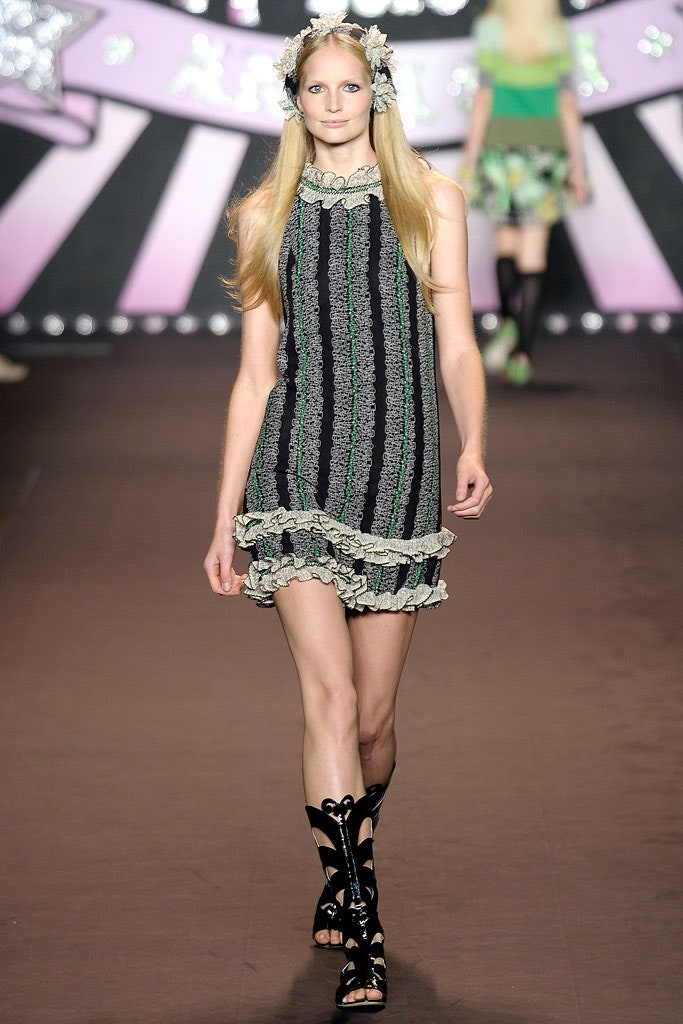 black and green striped mini dress