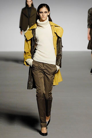yellow leather coat with turtleneck sweater