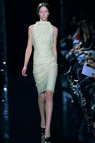 beige leather fitted dress