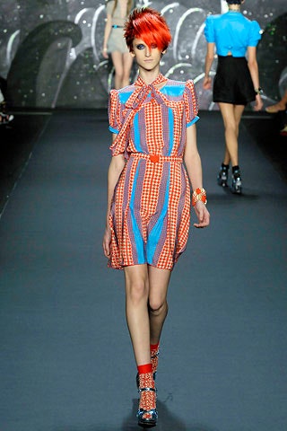 blue and red striped mini dress