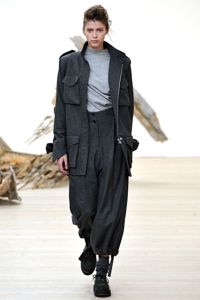 gray wool relaxed jacket and pants