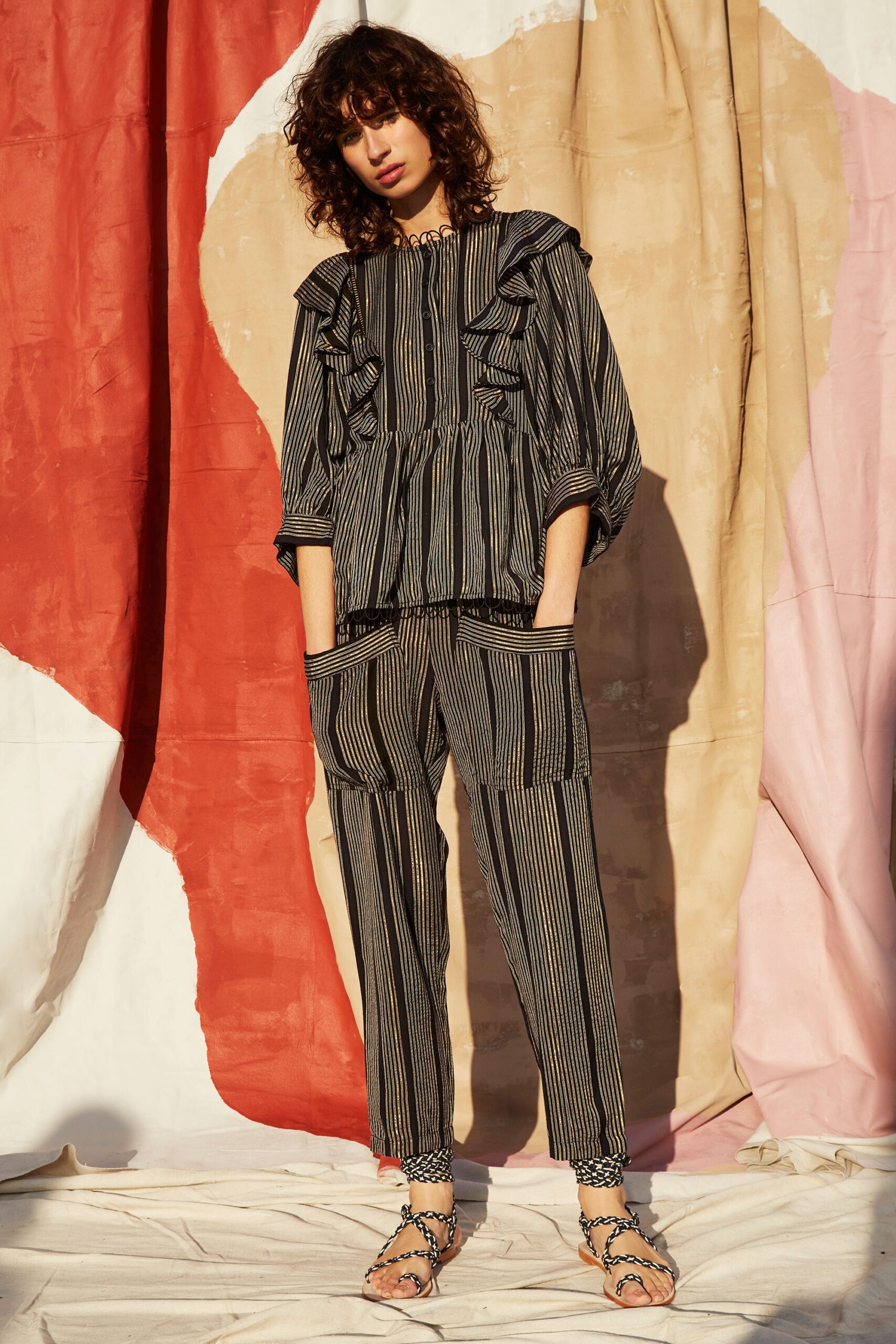 relaxed black and white striped outfit