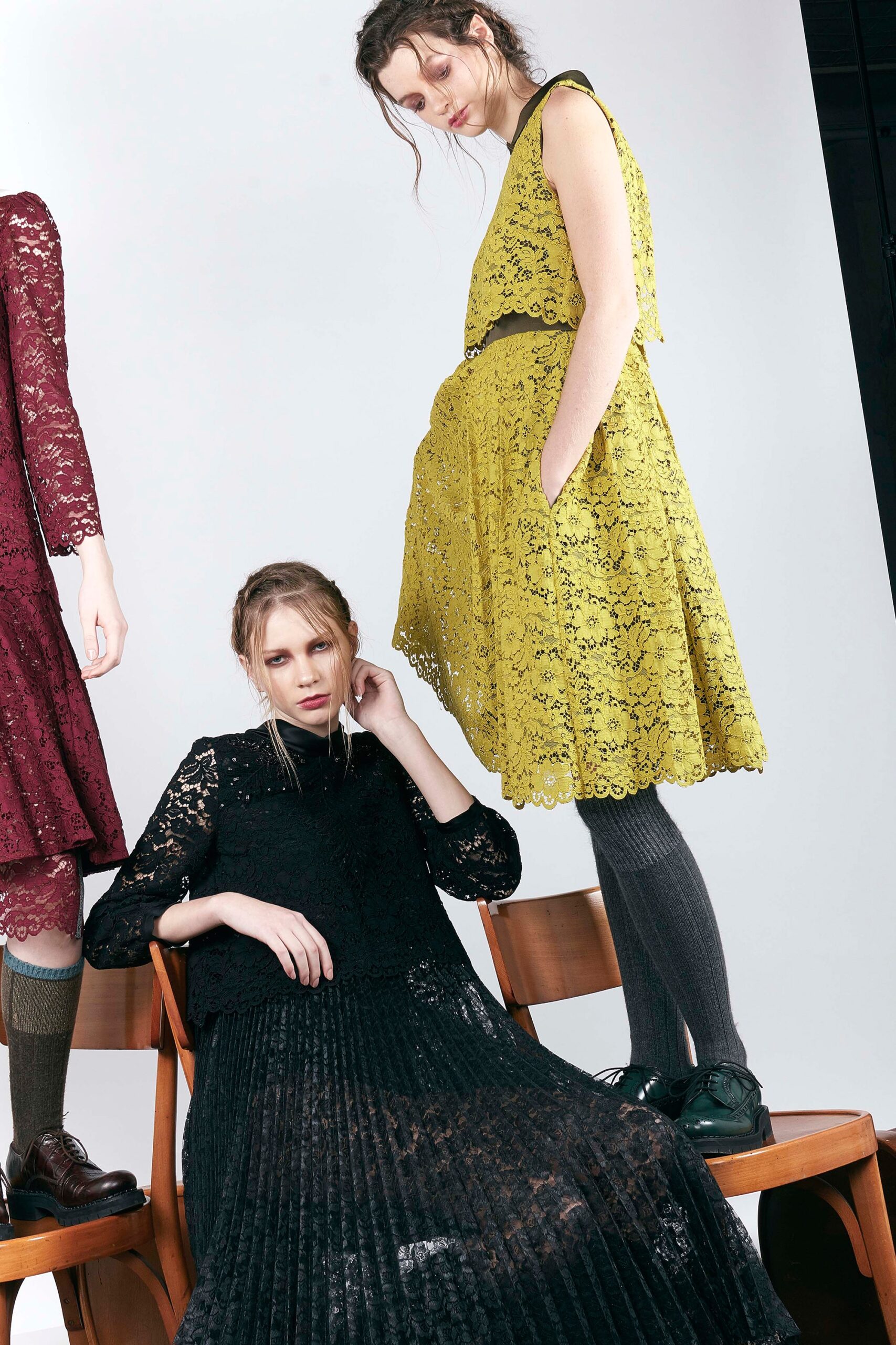 black and yellow lace dresses