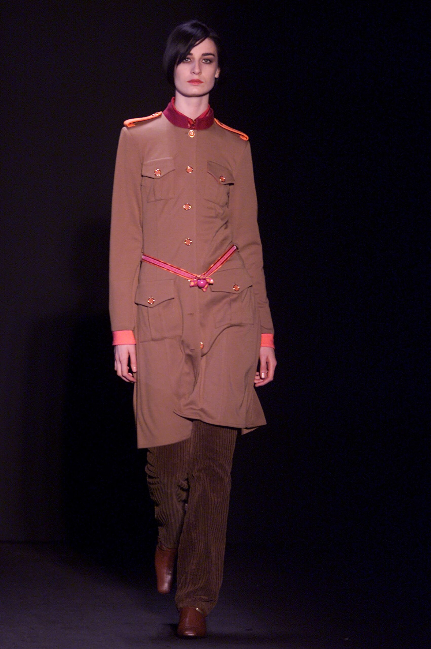 brown collared midi dress