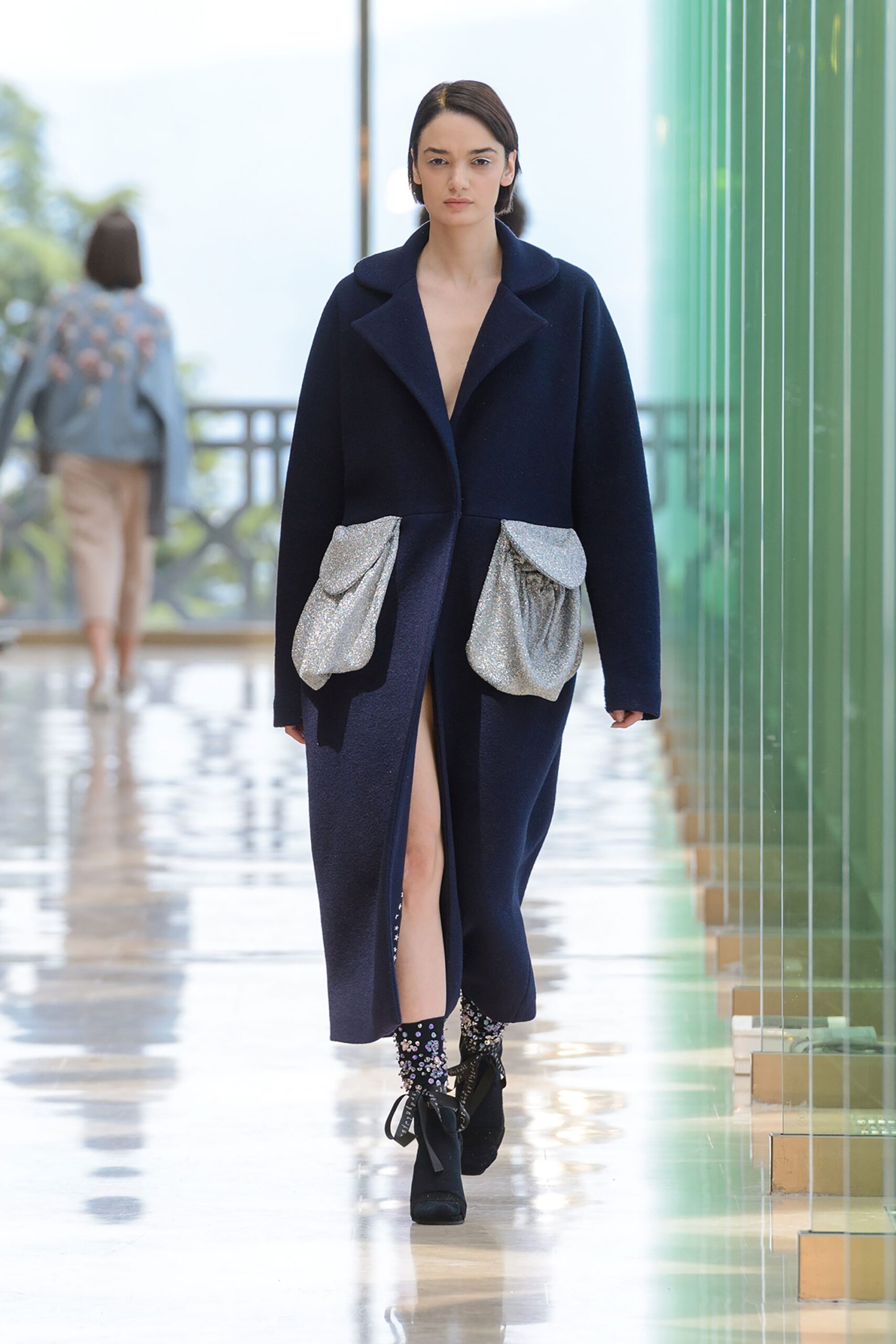blue wool relaxed coat