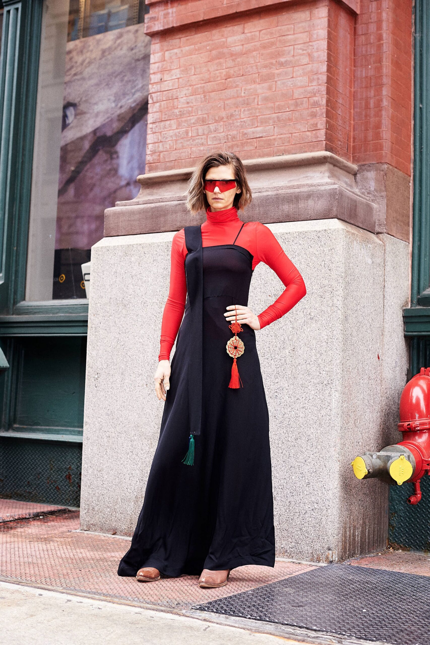 black cotton sleeveless v-neck fitted layered maxi dress