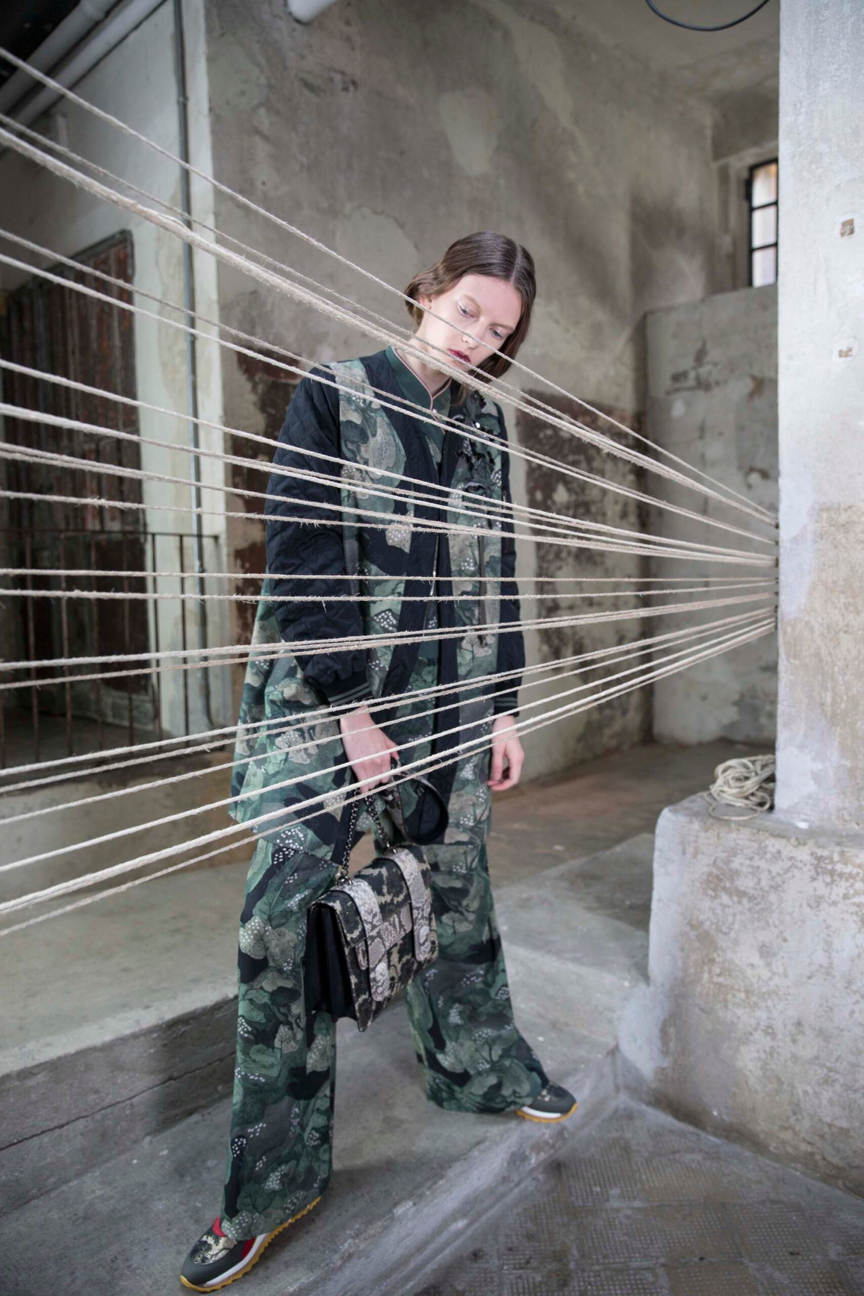 relaxed black green camouflage outfit