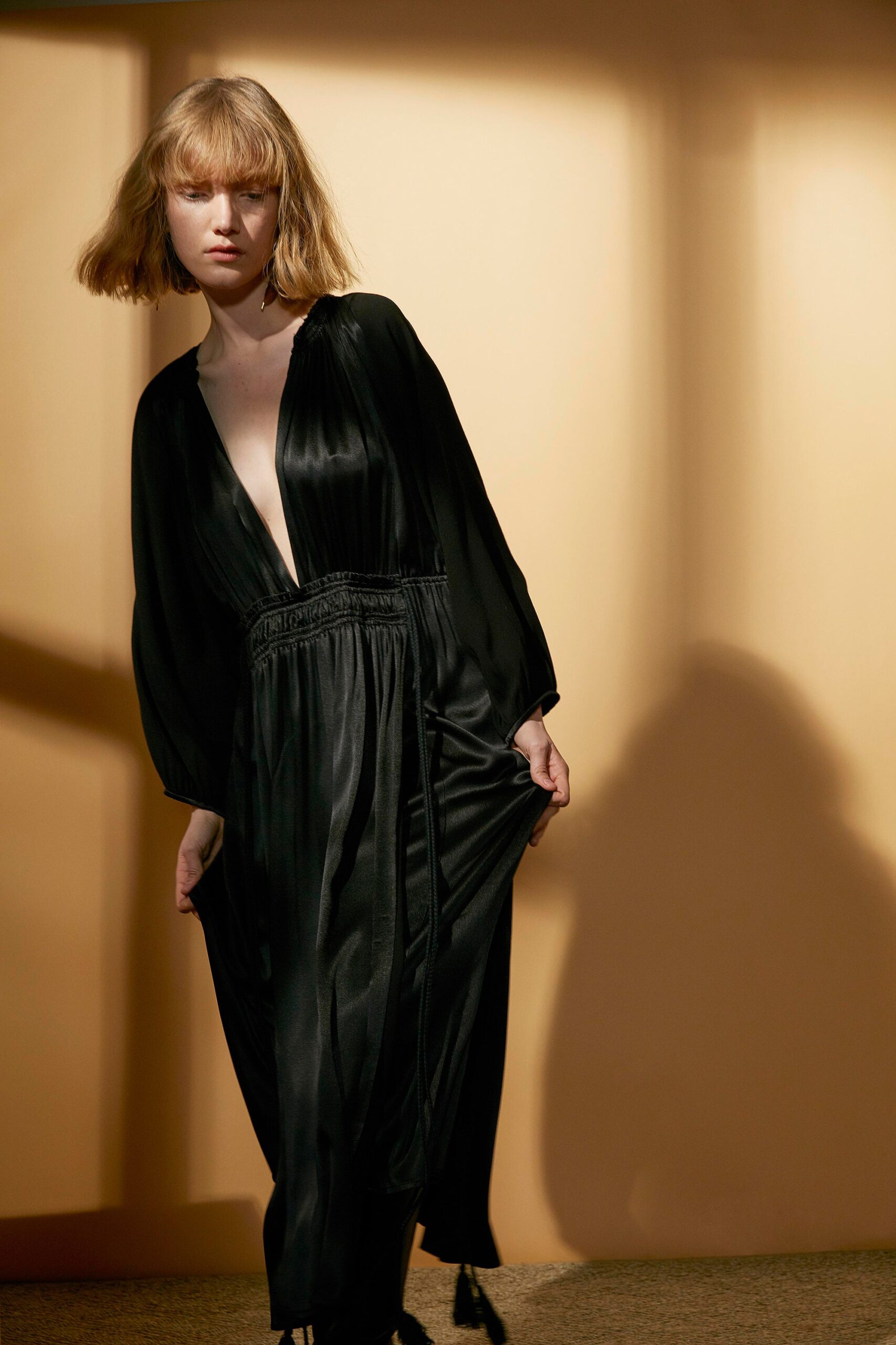 black silk relaxed jumpsuit