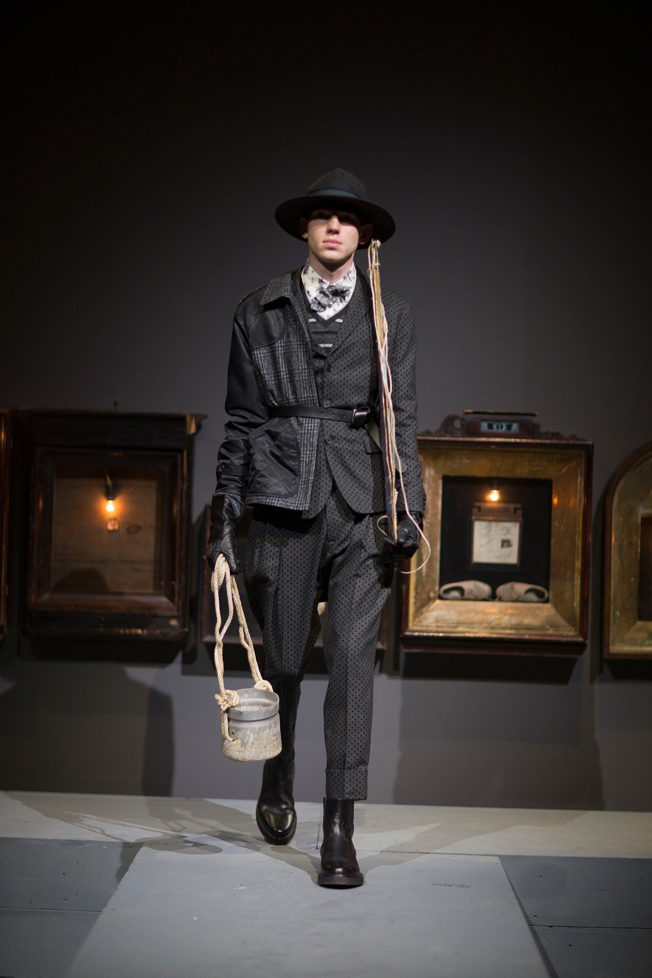 black fitted jacket and tailored pants