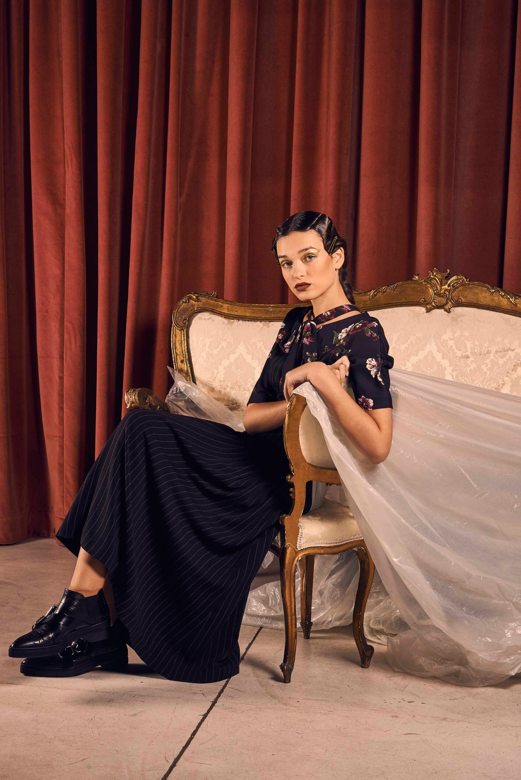 black silk pleated maxi dress
