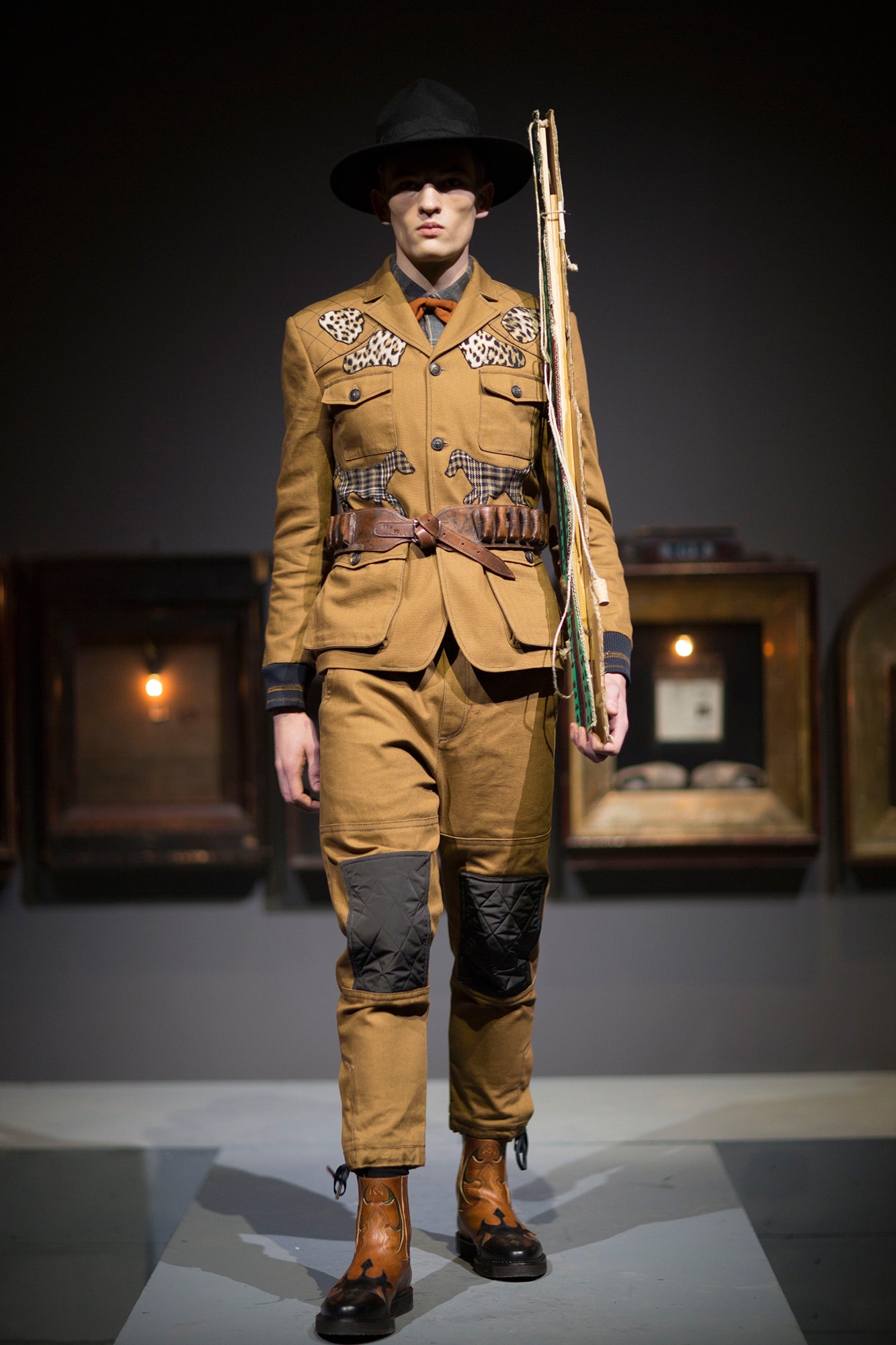 brown cotton long-sleeve collared structured buttoned pockets jacket