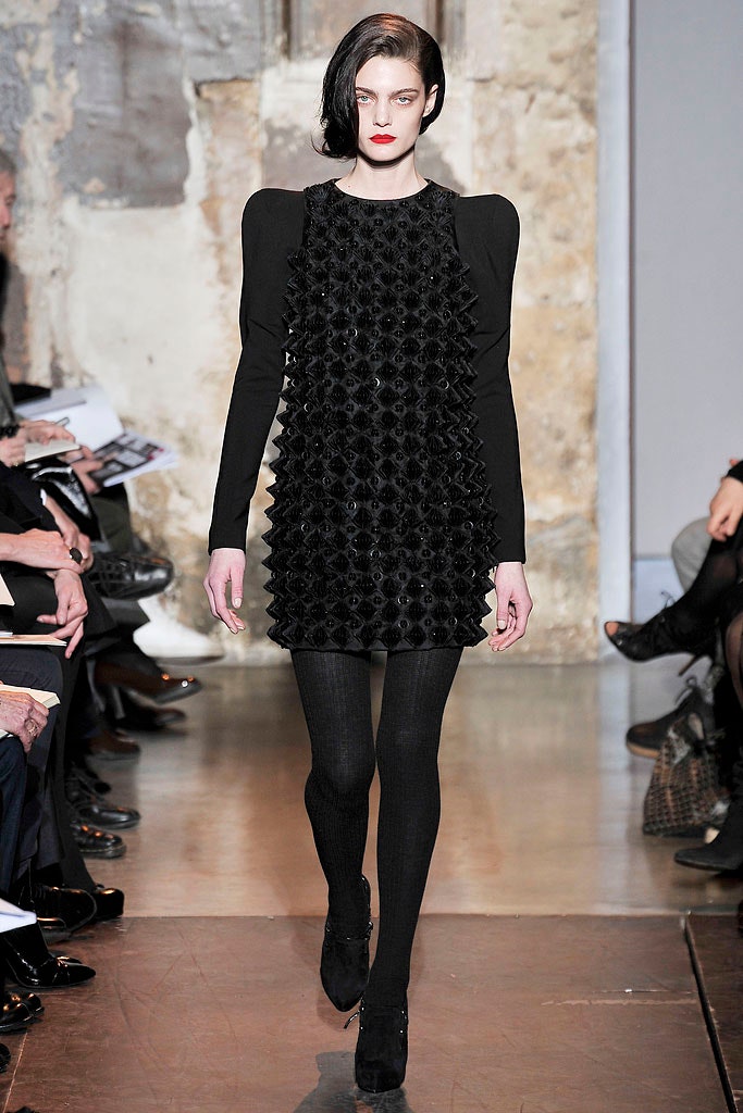 black pleated mini dress