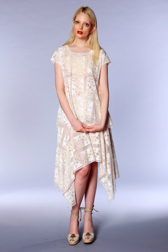 white lace layered midi dress
