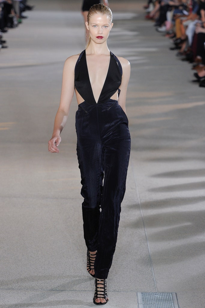 black silk fitted jumpsuit