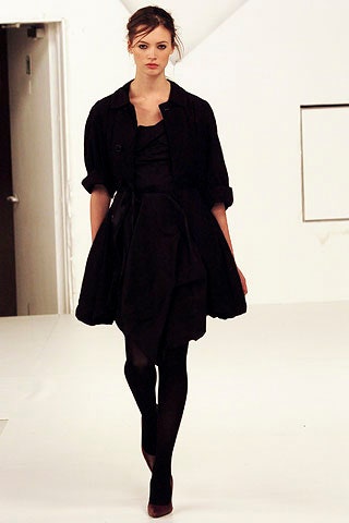 black silk midi dress and coat