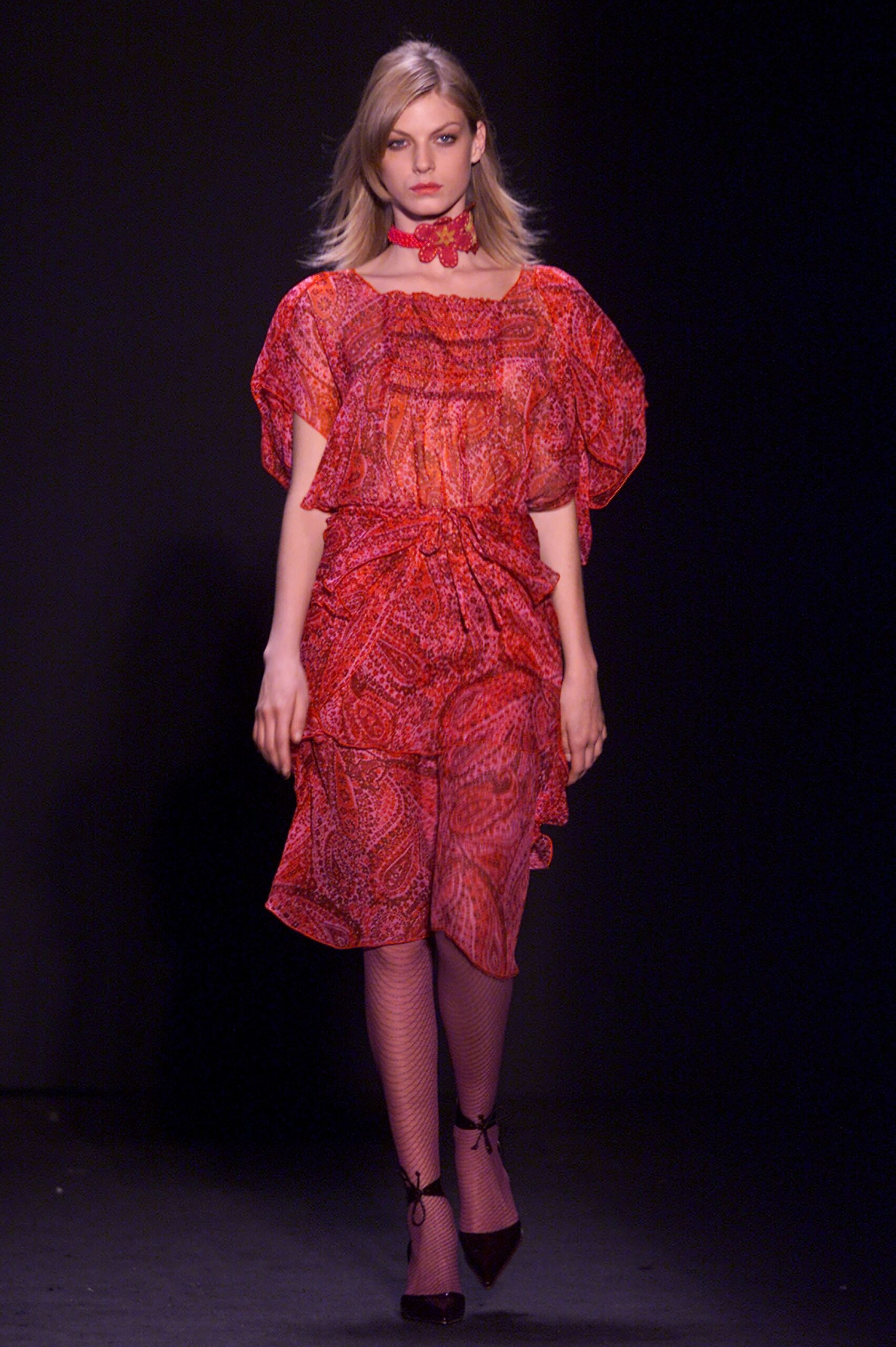 red printed midi dress