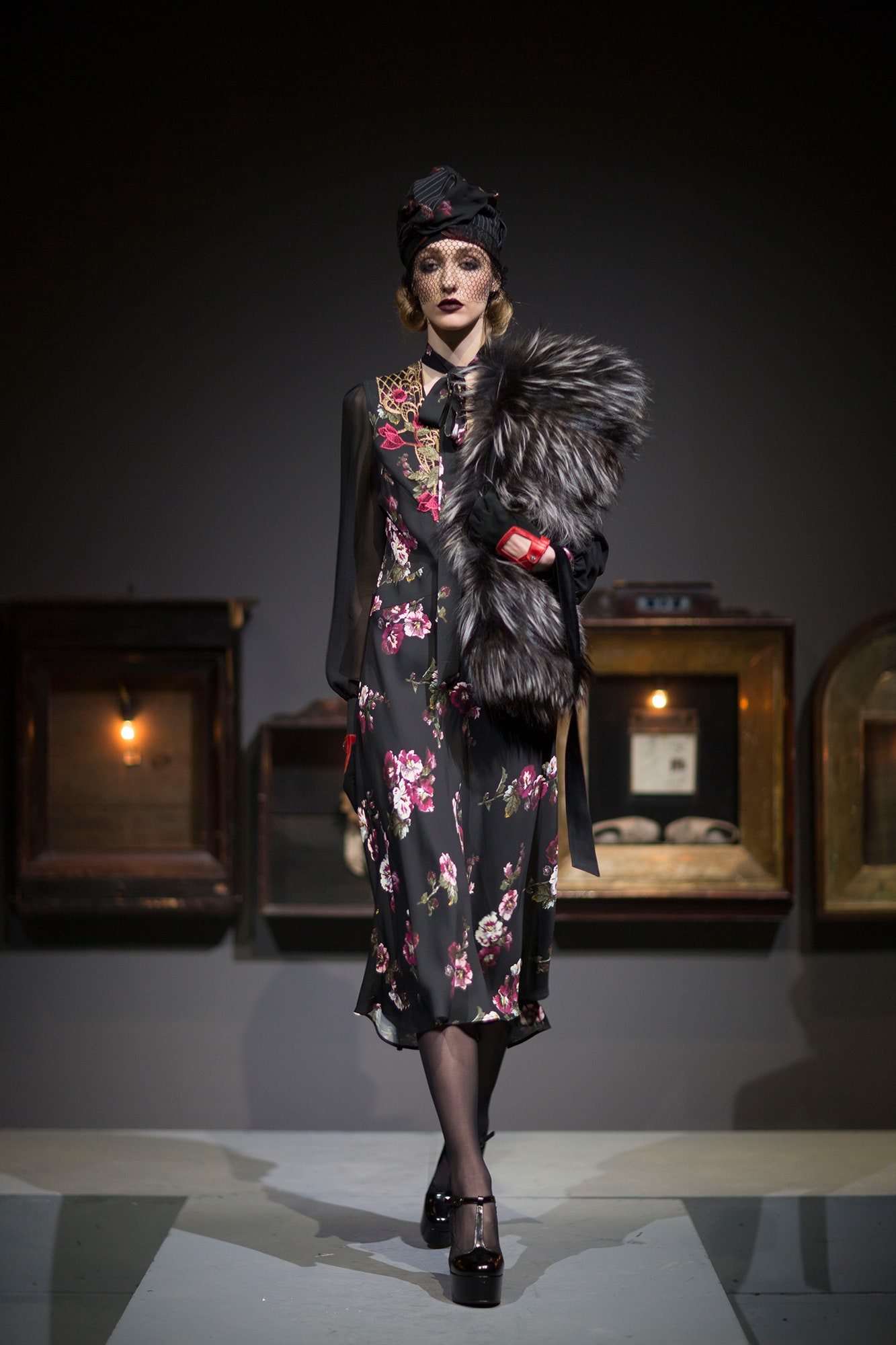gray fur relaxed layered cape