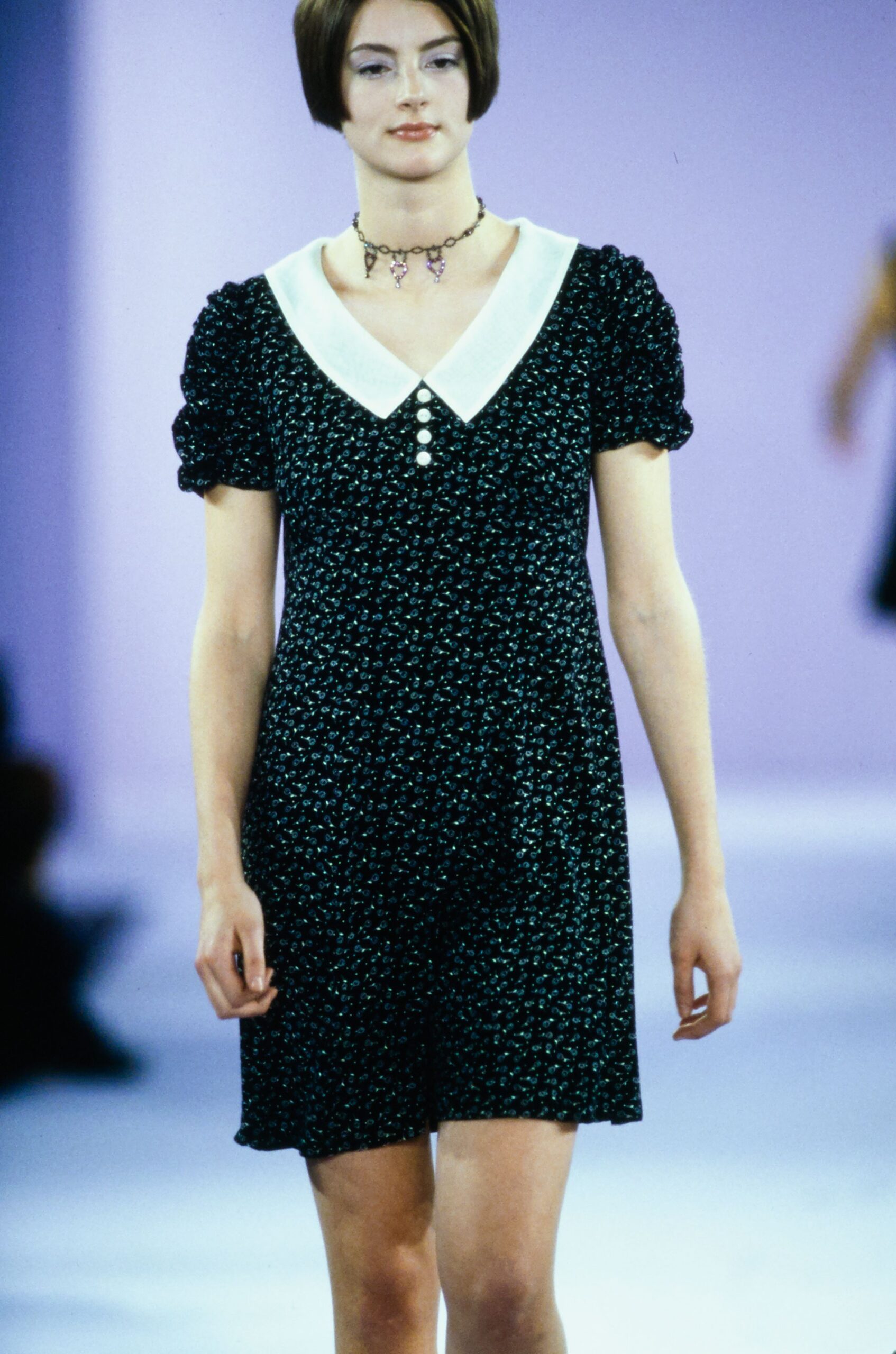 black and white collared short dress