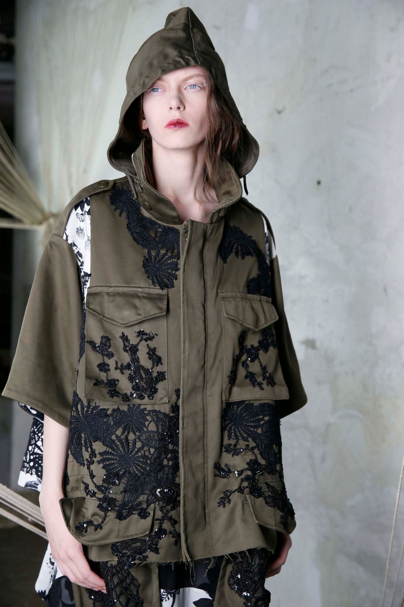 green relaxed hooded jacket