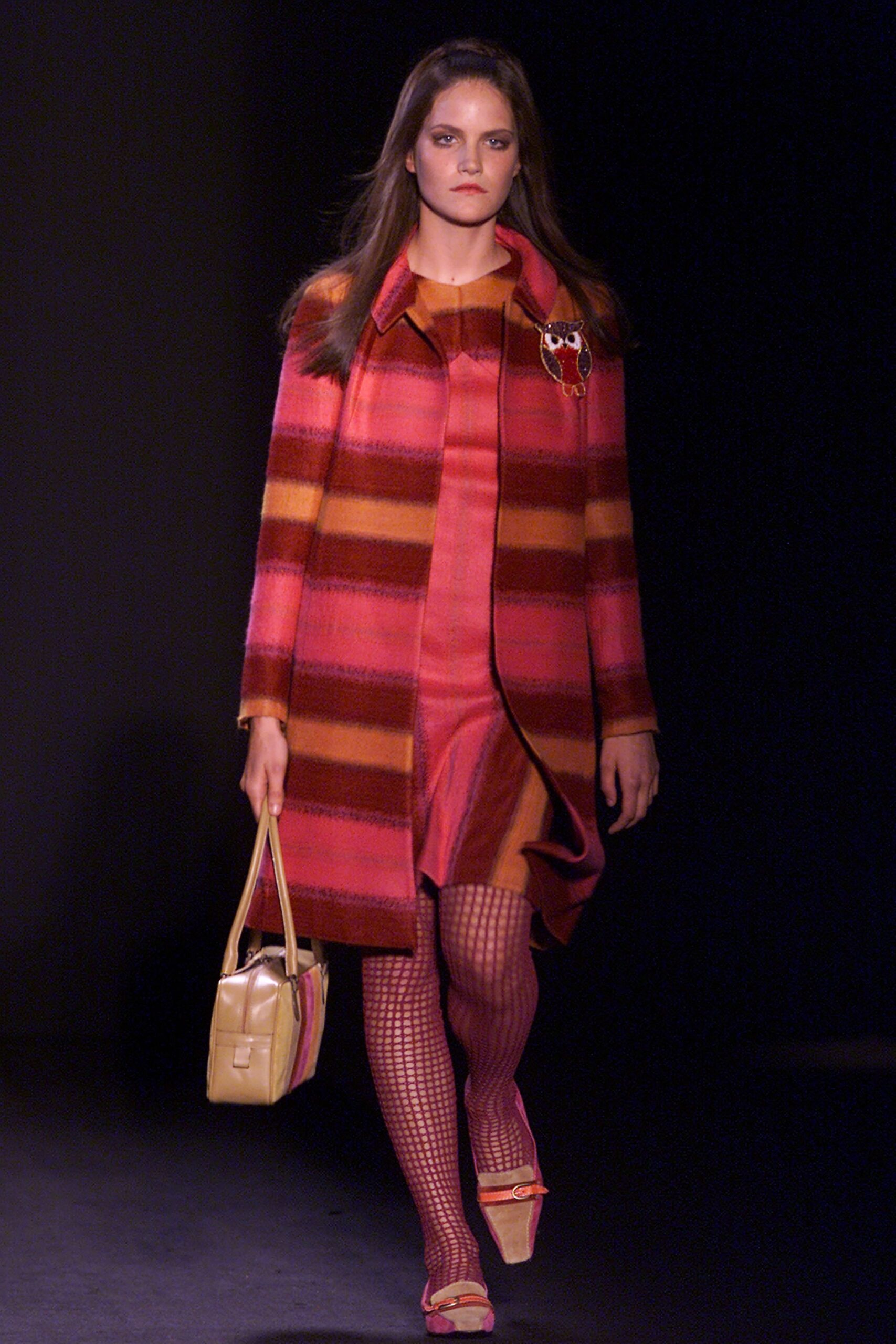 striped pink coat with mini dress