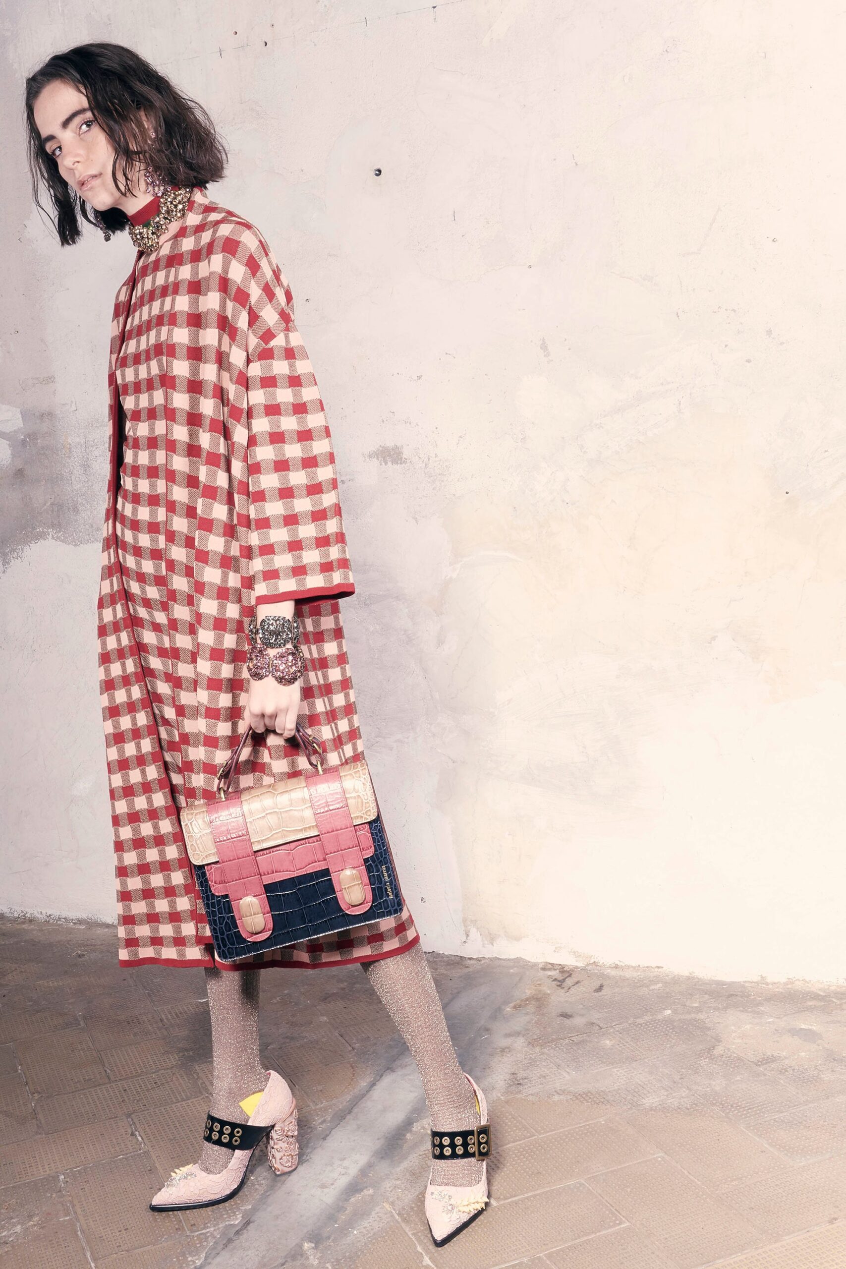 pink denim zippered bag
