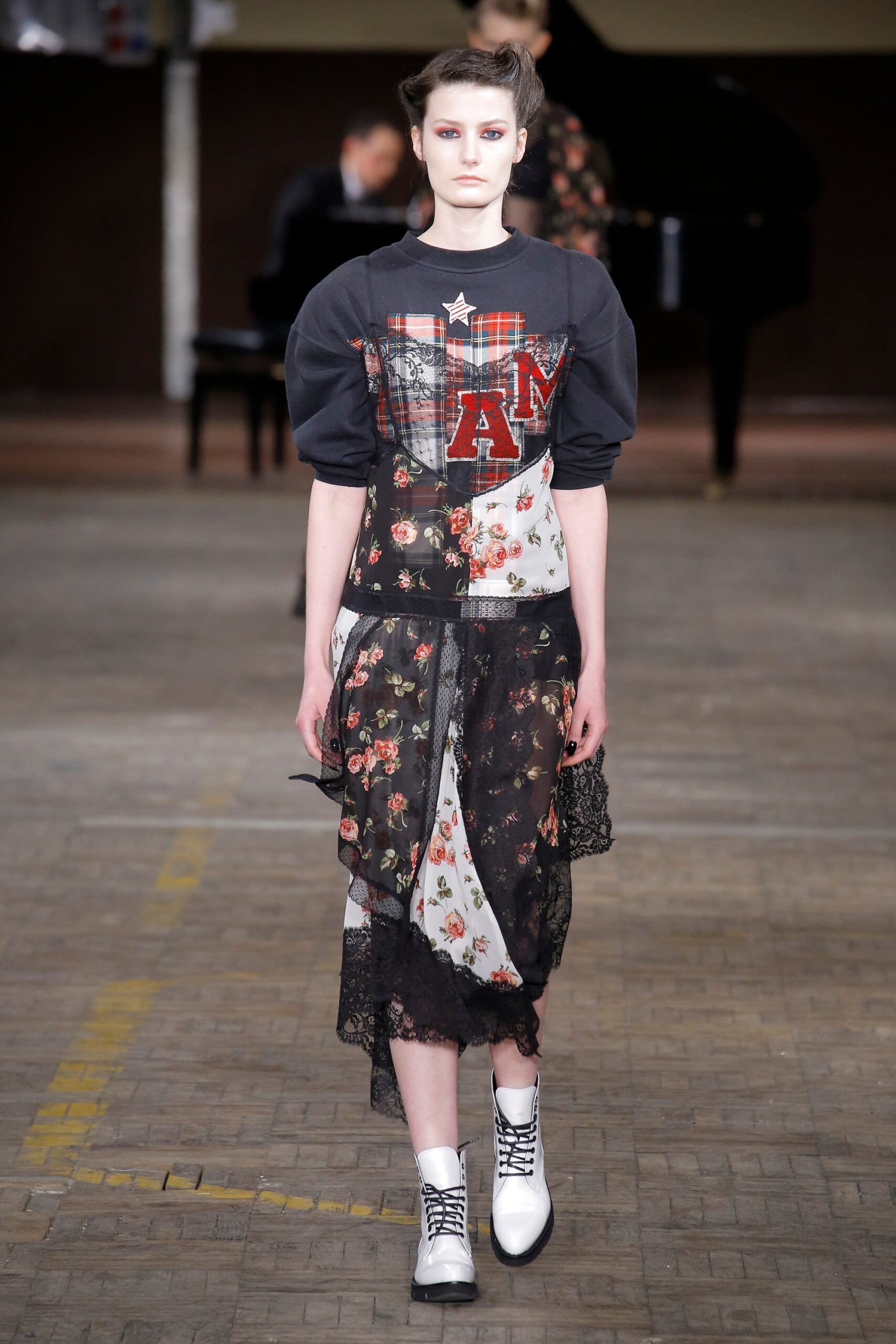 black floral midi dress